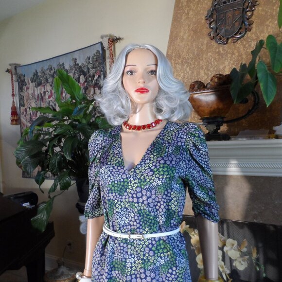 See by Chloé Green & Blue Floral Print Belted Sheath Dress – IT 38 / US 6 - Picture 6 of 16